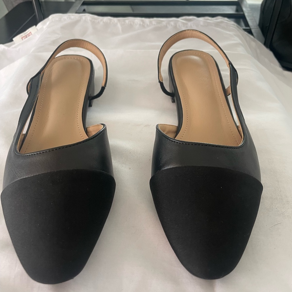 SHEIN Black Low Heel Sandals Size 9W Ankle Strap Minimal Chic